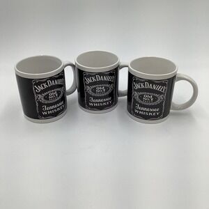 Jack Daniels Tennessee Whiskey Coffee Mug Set‎ Black White 3 Piece